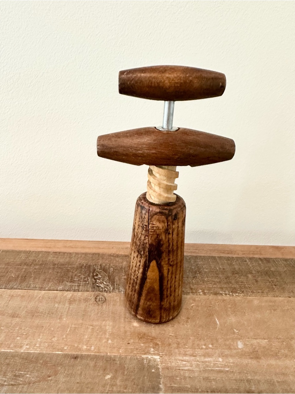 Vintage Wooden Corkscrew Wine Bottle Opener - Rich Brown Scandinavian design